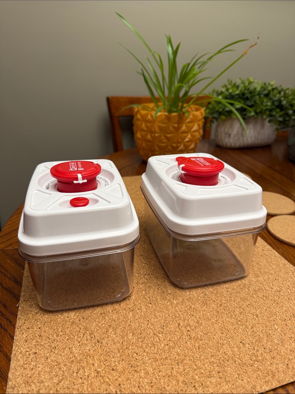 LOT of (2) Kuraidori Vac N Store Food Savers Plastic Container Pump Vacuum Seal